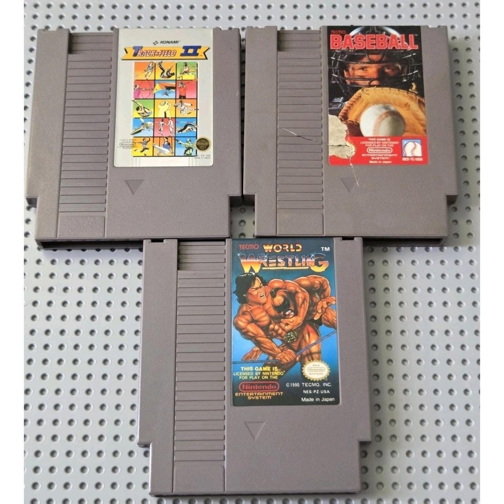 Nintendo NES Game Lot Tecmo Wrestling Baseball Track and Field 2 Retro Games